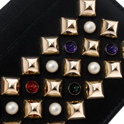 Christian Louboutin Black Leather Studded Kios Card Holder