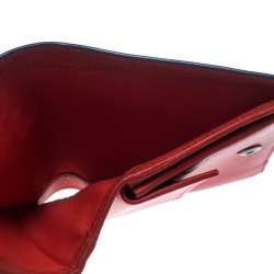 مملوكة مسبقًا Christian Louboutin Blue Leather Spiked Compact Wallet