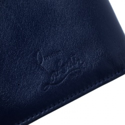 مملوكة مسبقًا Christian Louboutin Blue Leather Spiked Compact Wallet