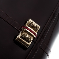 Pre Owned Christian Louboutin Dark Burgndy Patent Leather Large Sweet Charity Shoulder Bag