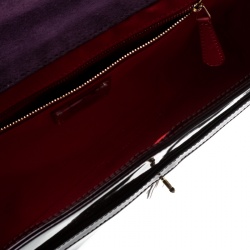 Pre Owned Christian Louboutin Dark Burgndy Patent Leather Large Sweet Charity Shoulder Bag