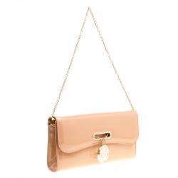 Christian Louboutin Beige Patent Leather Riviera Clutch