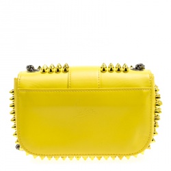 Pre Owned Christian Louboutin Yellow Leather Mini Spiked Sweet Charity Crossbody Bag