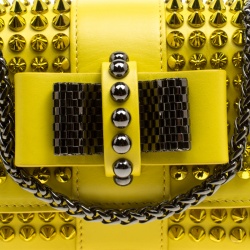 Pre Owned Christian Louboutin Yellow Leather Mini Spiked Sweet Charity Crossbody Bag