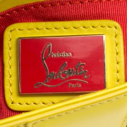 Pre Owned Christian Louboutin Yellow Leather Mini Spiked Sweet Charity Crossbody Bag