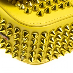 Pre Owned Christian Louboutin Yellow Leather Mini Spiked Sweet Charity Crossbody Bag