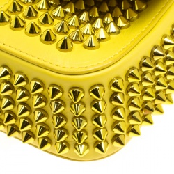 Pre Owned Christian Louboutin Yellow Leather Mini Spiked Sweet Charity Crossbody Bag