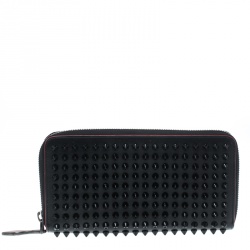 Christian Louboutin Black Leather Studded Spike Continental Wallet