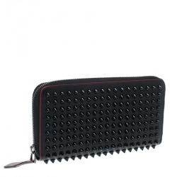 Christian Louboutin Black Leather Studded Spike Continental Wallet