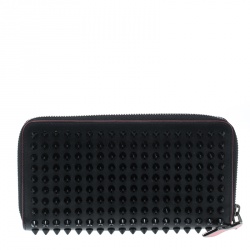 Christian Louboutin Black Leather Studded Spike Continental Wallet