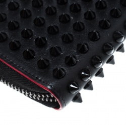 Christian Louboutin Black Leather Studded Spike Continental Wallet
