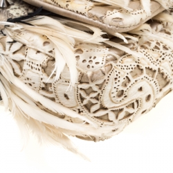 Christian Louboutin Multicolor Calfhair/Lizard and Feather Paradis Sweet Charity Bag