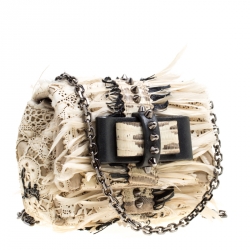 Christian Louboutin Multicolor Calfhair/Lizard and Feather Paradis Sweet Charity Bag