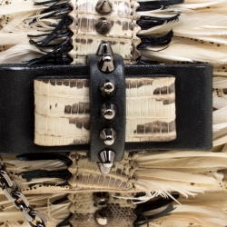 Christian Louboutin Multicolor Calfhair/Lizard and Feather Paradis Sweet Charity Bag