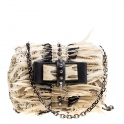 Christian Louboutin Multicolor Calfhair/Lizard and Feather Paradis Sweet Charity Bag