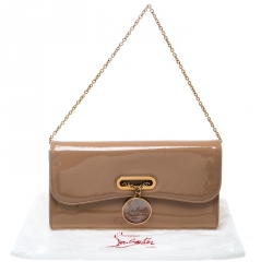 مملوكة مسبقًا حقيبة كلتش كريستيان لوبوتان ريفيرا جلد بيج لامع