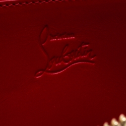 Christian Louboutin Beige Leather Spikes Panettone Zip Around Wallet 