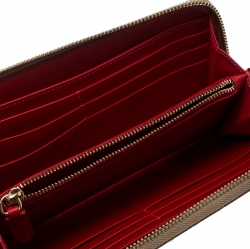 Christian Louboutin Beige Leather Spikes Panettone Zip Around Wallet 