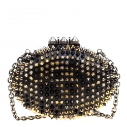 Christian Louboutin Black Leather Spikes Mina Clutch