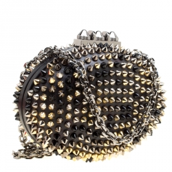 Christian Louboutin Black Leather Spikes Mina Clutch
