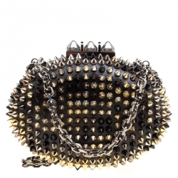 Christian Louboutin Black Leather Spikes Mina Clutch