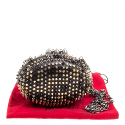 Christian Louboutin Black Leather Spikes Mina Clutch