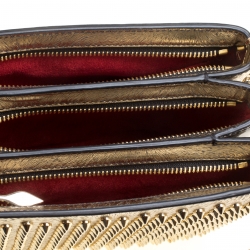 مملوكة مسبقًا حقيبة كتف كريستيان لوبوتان سلسلة تريلوبي جلد منقوشة ذهبية