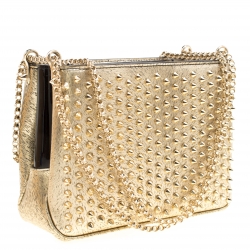 مملوكة مسبقًا حقيبة كتف كريستيان لوبوتان سلسلة تريلوبي جلد منقوشة ذهبية