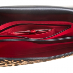 Christian Louboutin Beige/Black Leopard Print Calfhair and Leather Rougissime Crossbody Bag 