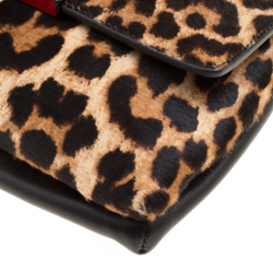 Christian Louboutin Beige/Black Leopard Print Calfhair and Leather Rougissime Crossbody Bag 