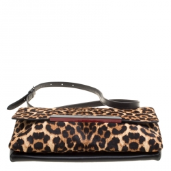 Christian Louboutin Beige/Black Leopard Print Calfhair and Leather Rougissime Crossbody Bag 