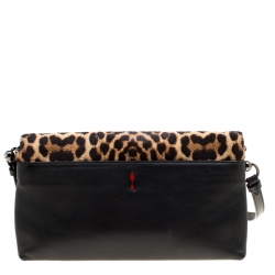 Christian Louboutin Beige/Black Leopard Print Calfhair and Leather Rougissime Crossbody Bag 