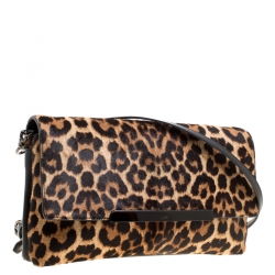 Christian Louboutin Beige/Black Leopard Print Calfhair and Leather Rougissime Crossbody Bag 