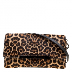 Christian Louboutin Beige/Black Leopard Print Calfhair and Leather Rougissime Crossbody Bag 