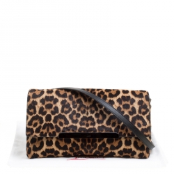 Christian Louboutin Beige/Black Leopard Print Calfhair and Leather Rougissime Crossbody Bag 