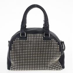مملوكة مسبقًا Christian Louboutin Panettone Spiked Black Leather Satchel