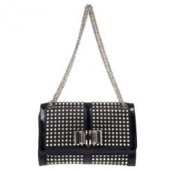 CHRISTIAN LOUBOUTIN Sweet Charity Mini black spike stud bow chain