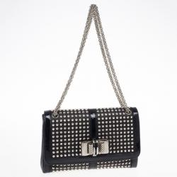 Christian Louboutin Black Sweet Charity Studded Leather Shoulder Bag