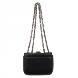 Pre Owned Christian Louboutin Black Leather Sweet Charity Loubi Bow Shoulder Bag