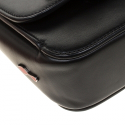 Pre Owned Christian Louboutin Black Leather Sweet Charity Loubi Bow Shoulder Bag