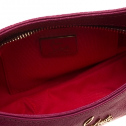 Pre Owned Christian Louboutin Burgundy Leather Wristlet Clutch