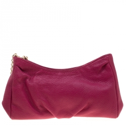 Pre Owned Christian Louboutin Burgundy Leather Wristlet Clutch