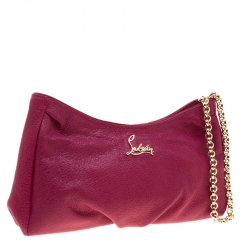 Pre Owned Christian Louboutin Burgundy Leather Wristlet Clutch