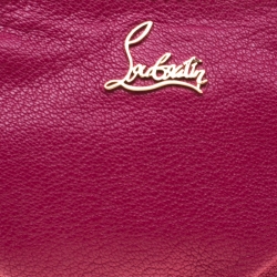 Pre Owned Christian Louboutin Burgundy Leather Wristlet Clutch