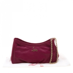 Pre Owned Christian Louboutin Burgundy Leather Wristlet Clutch