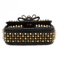 Pre Owned Christian Louboutin Black Leather Mini Spiked Sweet Charity Shoulder Bag