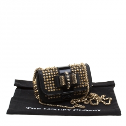 Pre Owned Christian Louboutin Black Leather Mini Spiked Sweet Charity Shoulder Bag