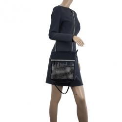 Pre Owned Christian Louboutin Black Edie Studded Leather Shoulder Bag