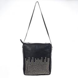 Pre Owned Christian Louboutin Black Edie Studded Leather Shoulder Bag