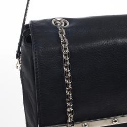 Pre Owned Christian Louboutin Black Edie Studded Leather Shoulder Bag